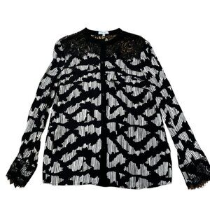 REISS Ana-Lace Placement Print Blouse Top Size 6